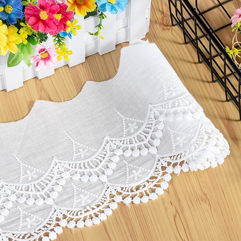 

3Meters/lot 14.5cm wide Cotton embroidery with single-sided wavy lace and exquisite double-layer hollow embroidery clothing fabric 3Meters білий