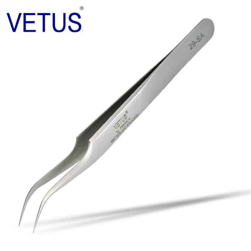 VETUS High Precision Gold Eyelash Extension Tweezers Dolphin Clamp