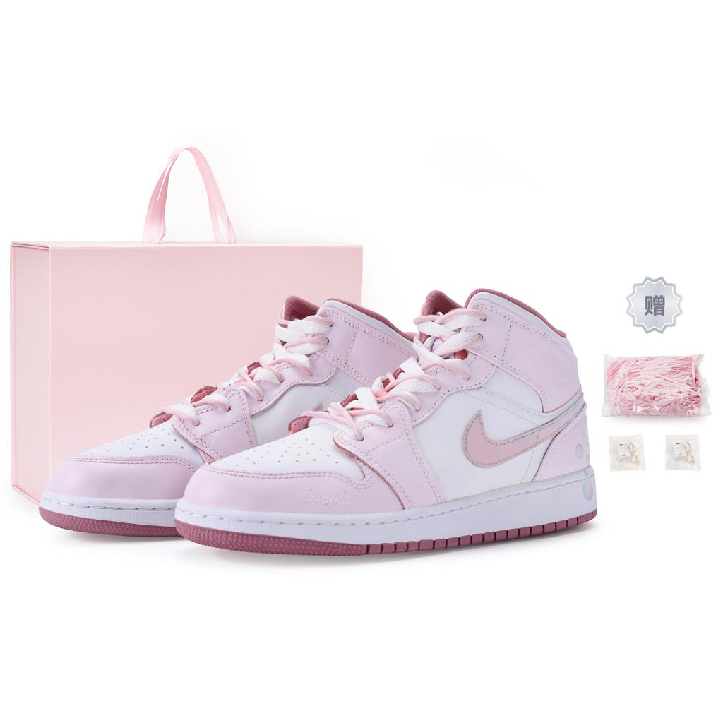 Jordan Air Jordan 1 Vintage Basketball Shoes Women's Mid top White DQ8423-616(Team80-S-BOX)