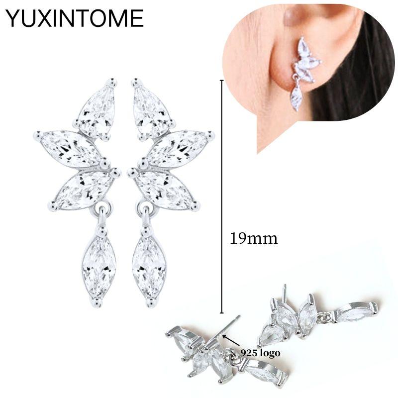 925 Sterling Silver Ear Needle Fashion Hoop Earrings White Crystal Luxury Women's Silver Earrings Wedding Women's Jewelry Gift