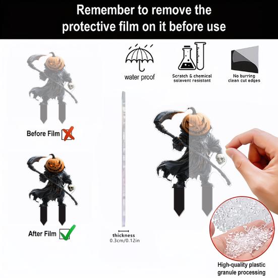 Halloween Garden Stake 2D Flat Pumpkin Man Decoration Outdoor Skeleton Decorative Stake for Lawn Yard Patio Decor