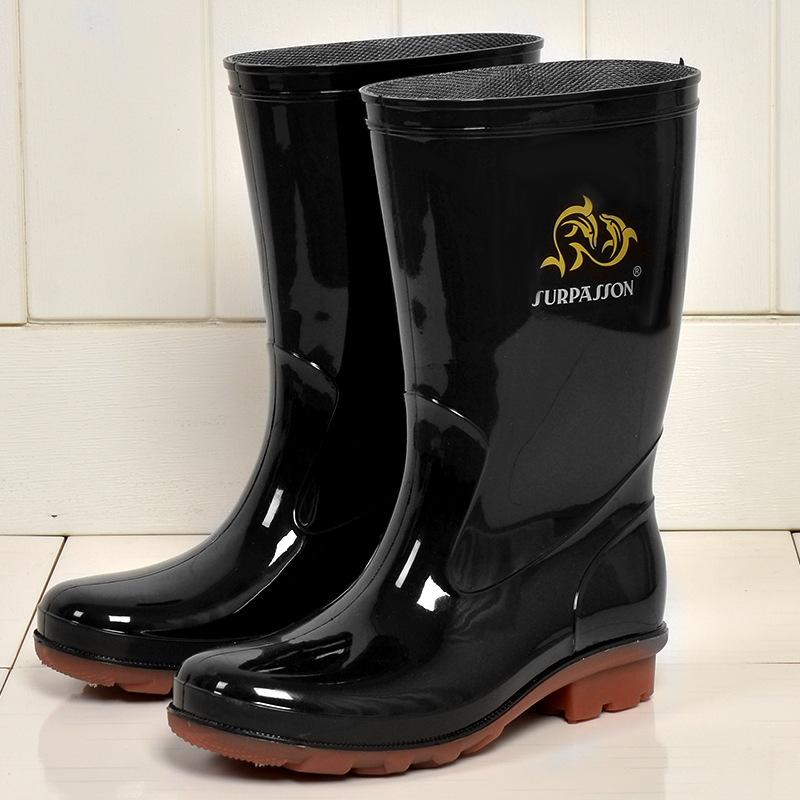 Men's Mid-Tube Rain Boots, Non-Slip Waterproof Construction Site Labor Protection Rubber Water Shoes