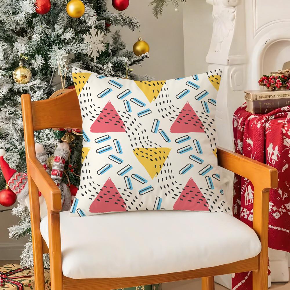 Memphis Seamless Patterns Pillow Case Silky Short Plush With Invisible Zipper Dustproof Sofa Cushion Cover For Home Decor