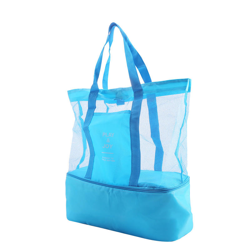 Thermal Insulation Bag Handheld Lunch Shoulder Bag Cooler Mesh Beach Tote Bag for Picnic Food Drink Storage