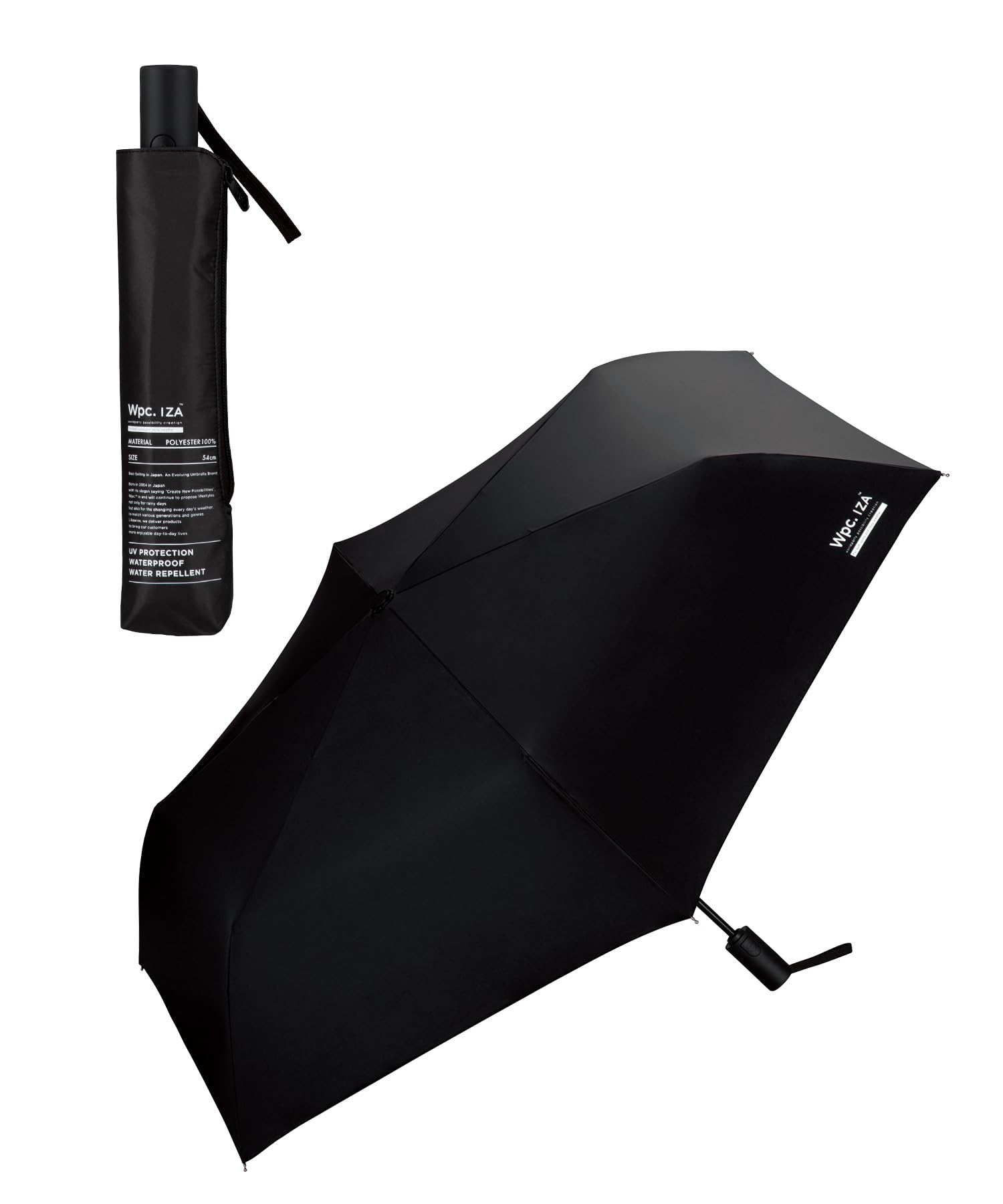 

IZA Umbrella for Sun and Rain Automatic Safe Black Light UV Heat Parasol for Folding 54cm for Wpc. Men s [Automatic Opening/Closing] & [100% Blocking, чорний