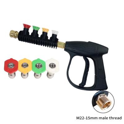 Pistolet de nettoyeur haute pression, Pistolet de nettoyeur haute pression portatif avec 4 buses de couleur, Raccord M22 15 mm