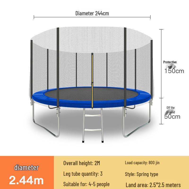 Indoor/Outdoor Kids Fitness Trampoline - Large Round Bouncing Bed for Home and Commercial Use