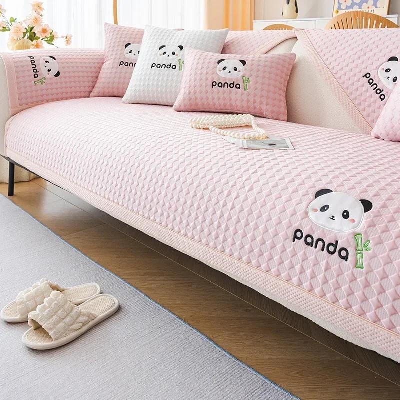 Summer Cool Sofa Cover Ice Silk Anti Slip Couch Covers Cooling Breathable Corner Sectional Sofa Slipcovers Sofa Towel Home Decor