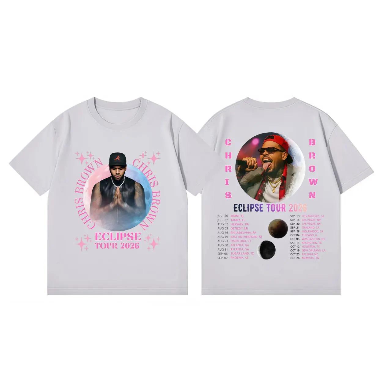 

Unisex Women Fashion Hip Hop T-shirts Rapper Chris Brown Eclipse Tour 2026 Graphic T Shirts Harajuku Y2k Style Short Sleeve T-shirt 4XL