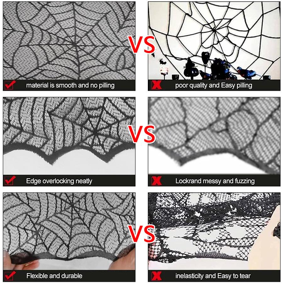 Halloween Lace Tablecloth Bat Net Skull Pattern Rectangular Shape For Party Decoration Haunted House Pumpkin Design