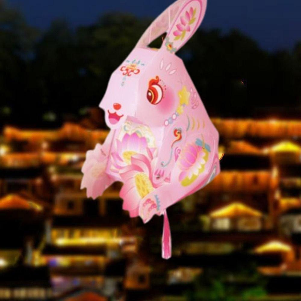 Paper Handheld Rabbit Lantern Handmade Mid-Autumn Festival Lantern  School Project