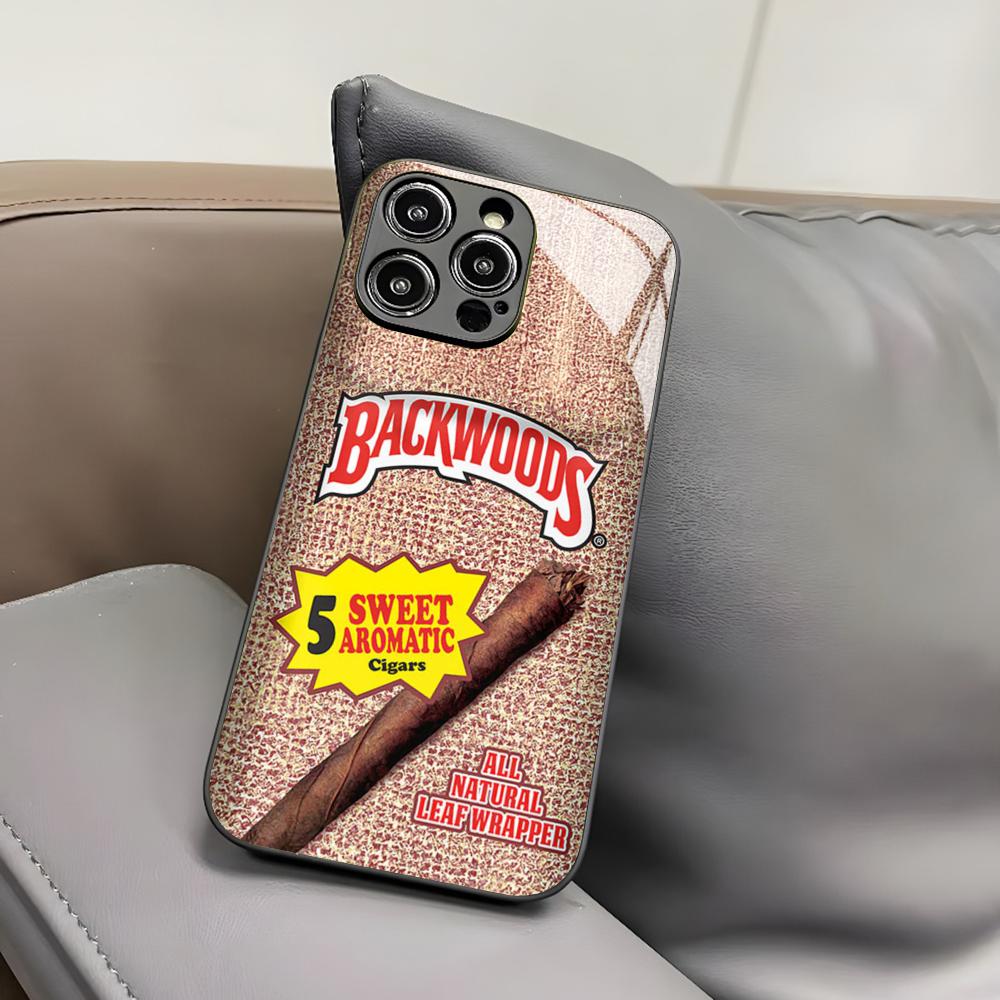 Backwoods Cigars Phone Case for Iphone 17 Air 16 15 14 12 11 13 Pro Max Mini X Xr Xs Puls Black Glass Cover