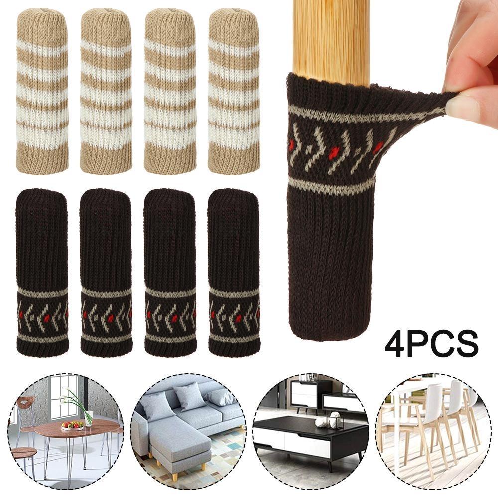New Portable High Quality 4Pcs/Set Elastic Non-slip Anti-Noise Knitting Protective Case Table Foot Cover Furniture Legs Sleeves