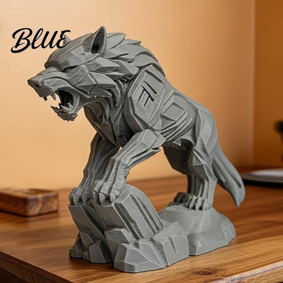 Office Desk Decoration Collectible Desktop Wolf Mechanical Statue 3D Printed Style Figurine Ornament Sculpture Tabletop for Shelf Animal