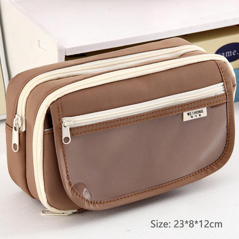 Large Capacity Pencil Bag Capybara Cartoon Stationery Holder Bag With Brooches Stickers Clips Keychains Children Pen Case