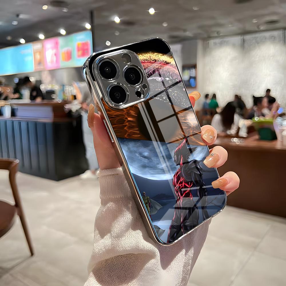 One-Punch Man Phone Case For IPhone 17 Pro Max 15 Pro 16 14 Plus 12 13 Mini 11 Pro Shockproof Electroplated Glass Cover
