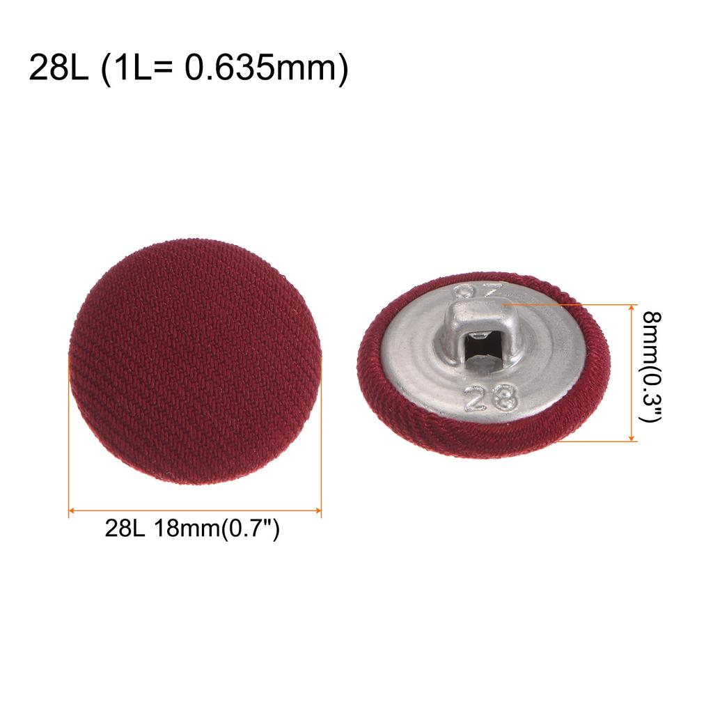 10pcs Fabric Cloth Covered Button 18mm Metal Round Sewing Buttons, Red/Caramel/Pink/Blue/Deep Blue