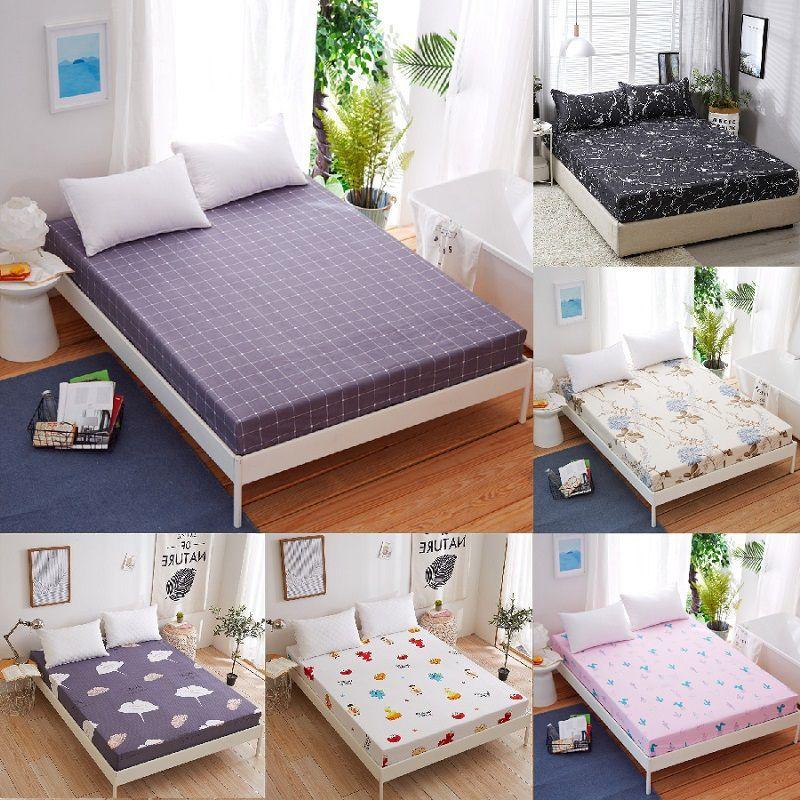 Bed Sheet Fitted Cover Without Pillowcase Floral Printed Single Double Size King