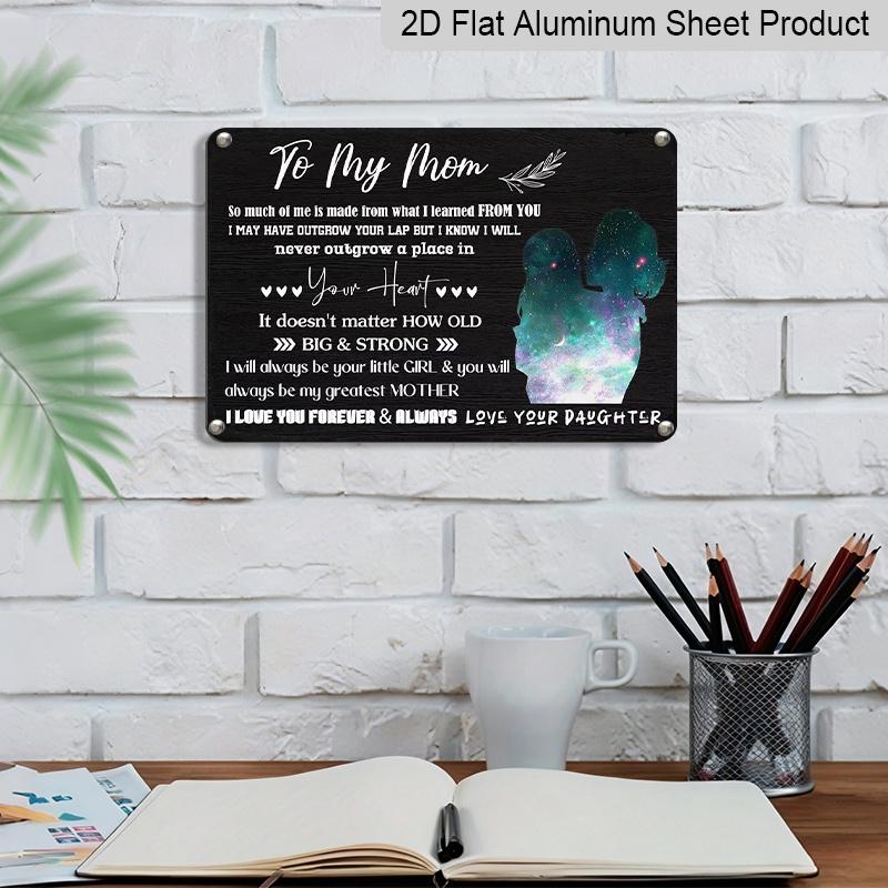 2D Flat, 1pc "To My Mom" Aluminium Sign 8x12 Inch - Galaxy Mother & Daughter Silhouette Design, Sentimental Love Quote, Mother's Day Gift From