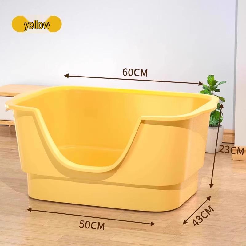 Anti-Splash Open-Top Cat Litter Box with Deodorant for Large Cats