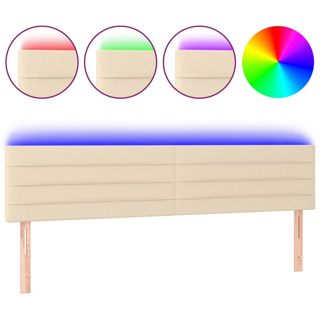 Vidaxl Zagłówek Do Łóżka Z Led, Kremowy, 160X5X78/88 Cm, Tkanina