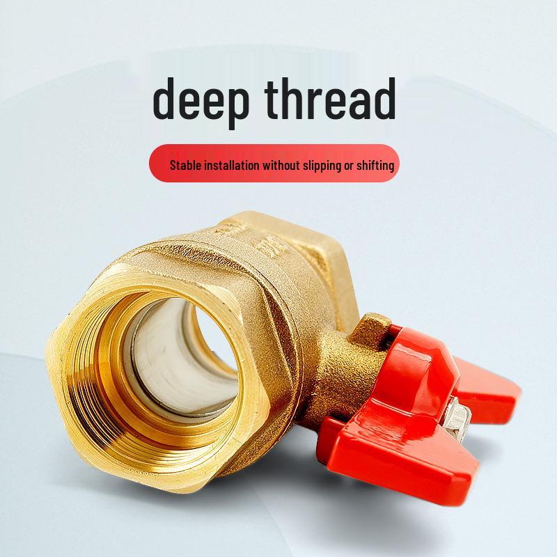 Dual Internal Thread Ball Valve for Water Heater and Gas Pipe, Copper Switch, Sizes: 2 To 6 Points, 1 Inch
