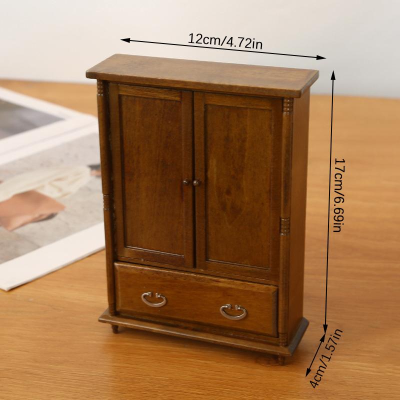 1/12 Miniaturowy Domek dla Lalek Szafa Dwudrzwiowa Model Szafki Mebelki Dekoracyjne do Mikrosceny Rekwizyty Konstrukcyjne