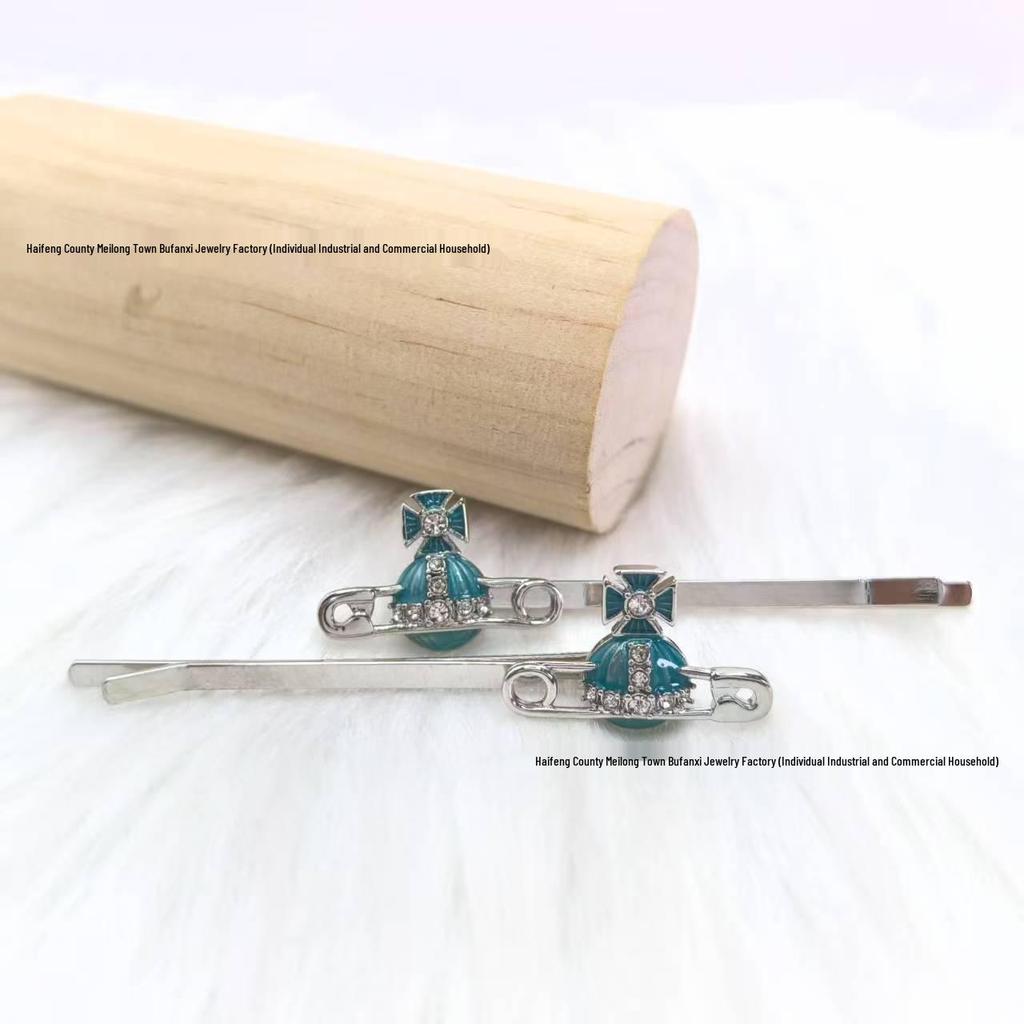 Empress Dowager Saturn Rhinestone Hair Clip: Classic Resin Planet Accessory