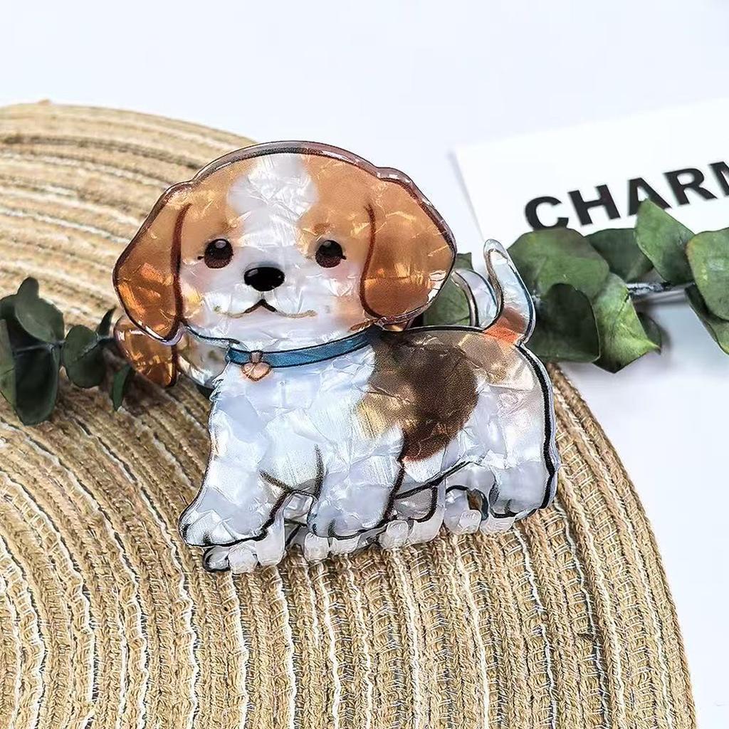 1 Stück niedliche mittlere Tier-Haarspange, lockiger Shiba Inu Corgi Welpe Acryl-Klammer Cartoon-Haarspange Pan-Haar Haiklammer