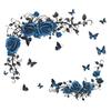 Romantic Blue Rose Flowers Wall Stickers Home Decor Butterfly Decoration Vinyl Murals Decals