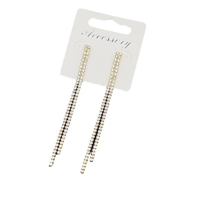 New Korean Rhinestone Tassel Stud Earrings - Creative Diamond Inlaid Dangle Jewelry for Women