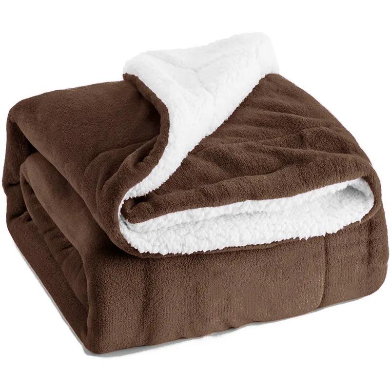 Wool Throw Blanket Keep Warm Winter Bed Blankets Double Sided Queen Duvet Cover Camping Double Bed Cover Bedspread On the Bed