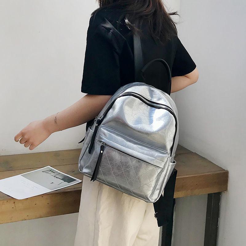 Damski Wielofunkcyjny Miękki Plecak PU Wszechstronna Uliczna Torba z Jasną Powierzchnią Jednokolorowa Casualowa Torba na Jedno Ramię