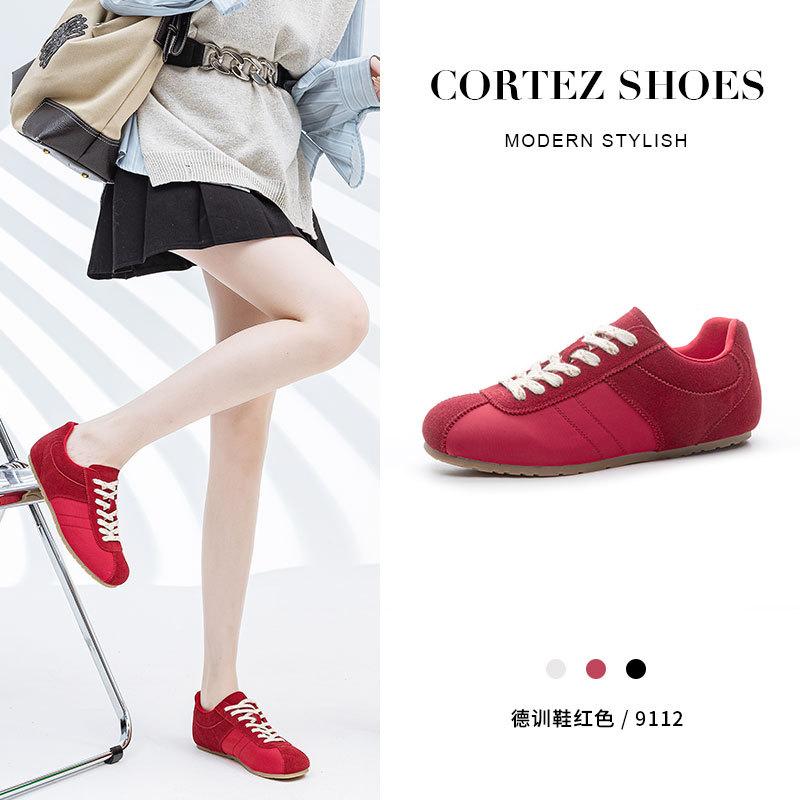 Flat-bottomed ballet fashion training shoes women's spring soft-soled versatile white shoes lightweight casual sports shoes red Forrest Gump shoes