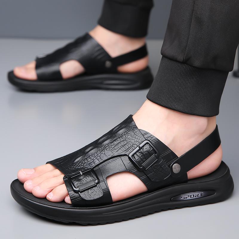 Fashion Business Summer Men's Shoes Minimalist Gentleman Casual Style Dress Up for Daily Office Work Outdoor Black Sandal Breathable