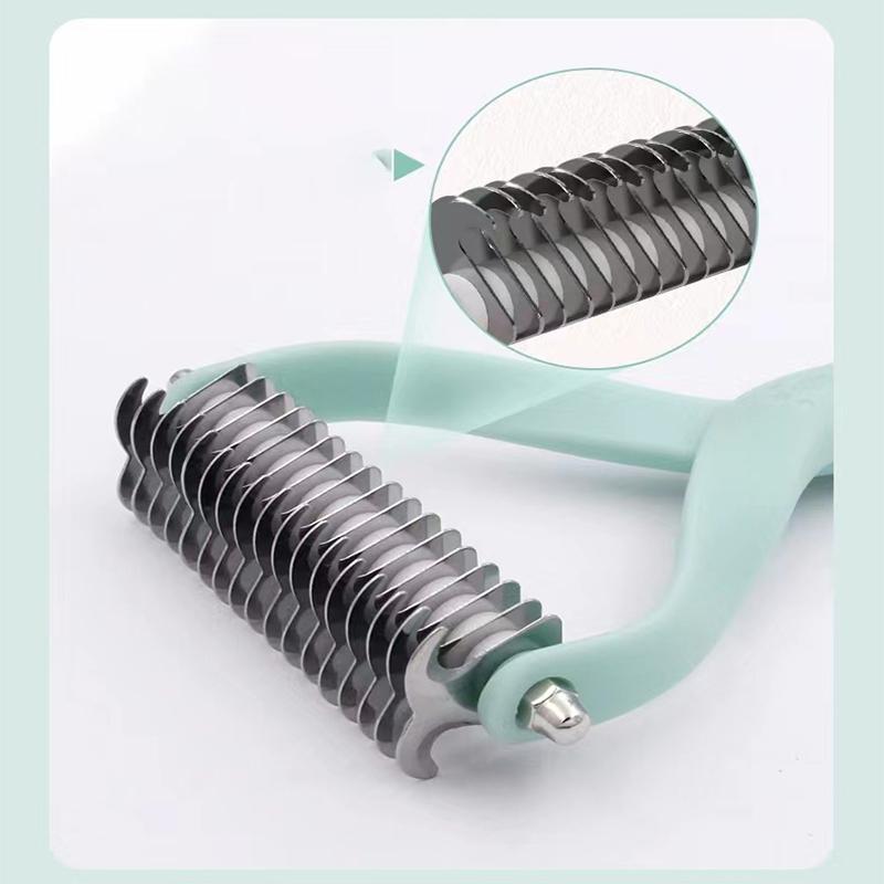 Pieptene pentru animale de companie 1 buc. Perie de îngrijire pentru păr de pisici și câini cu două fețe din oțel inoxidabil pentru descurcare, pentru curățarea părului plutitor, masaj, consumabile