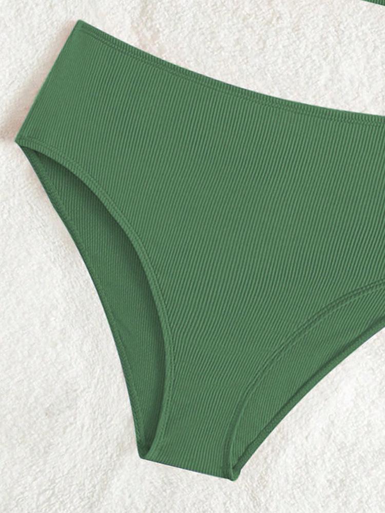 2024 European & American Girls' Solid Color Two-Piece Bikini Swimsuit