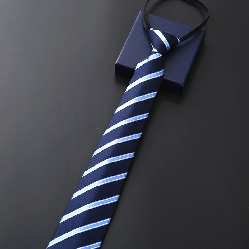 1Pc Wedding Lazy Business Fashion Solid Color Casual Striped Men's Zipper Necktie Zip Up Neck Tie