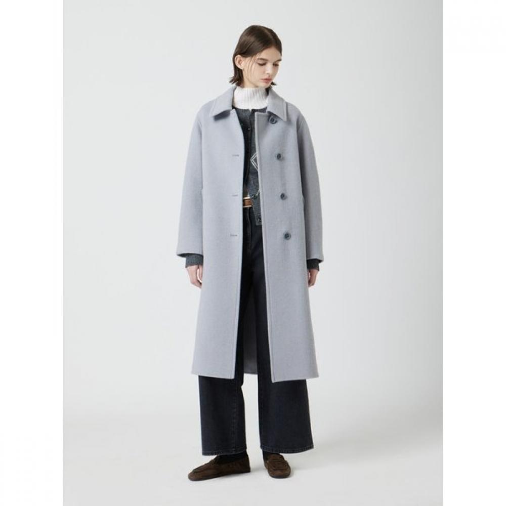 Cc Collect Women S Wool Fox Blend Single Long Coat c254mSg561 melange blue/55
