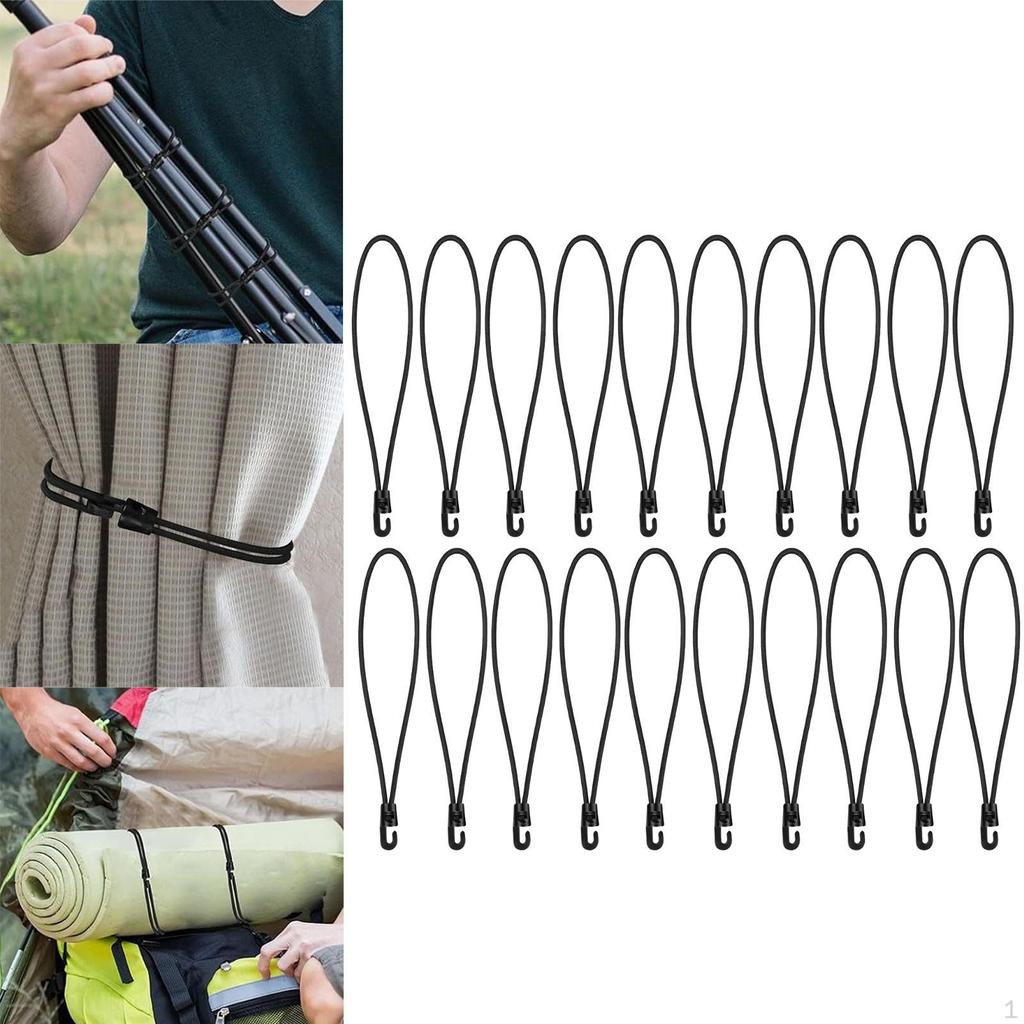 20 Pieces Bungee Cord with Hooks Strap Portable Heavy Duty Tarp Tie 25cm Length for Tents