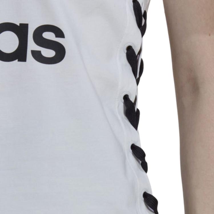 adidas Originals Clover SS22 Logo Print Drawstring Side Crew Neck Short Sleeve T-Shirt Women Tops White HS2598