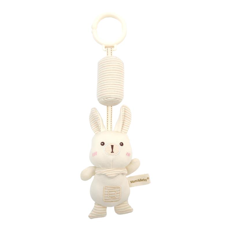 Organic Cotton Stroller Hanging Toy Plush Animal Baby Rattle Squeaky Toy M040