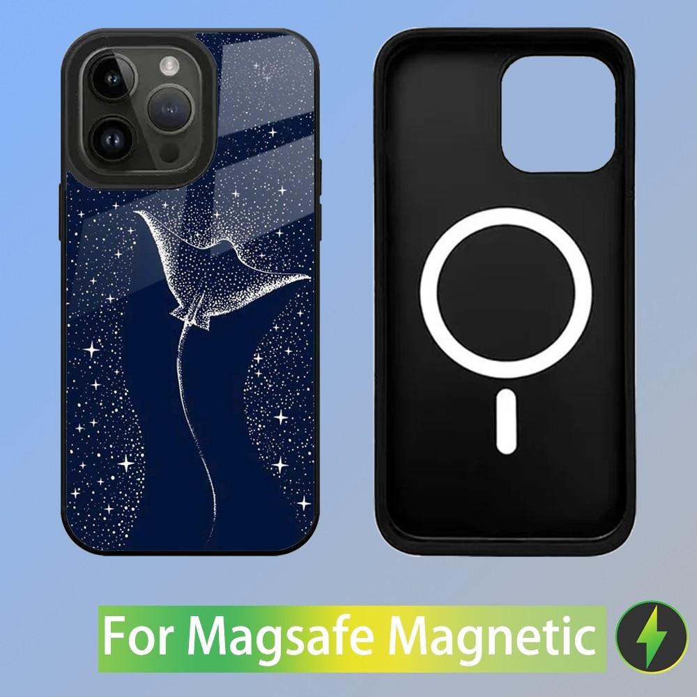 Ocean Animal Whale Painting Phone Case For iPhone 15,14,13,12,11,Plus,Pro,Max Mini Magsafe Magnetic Wireless Charging