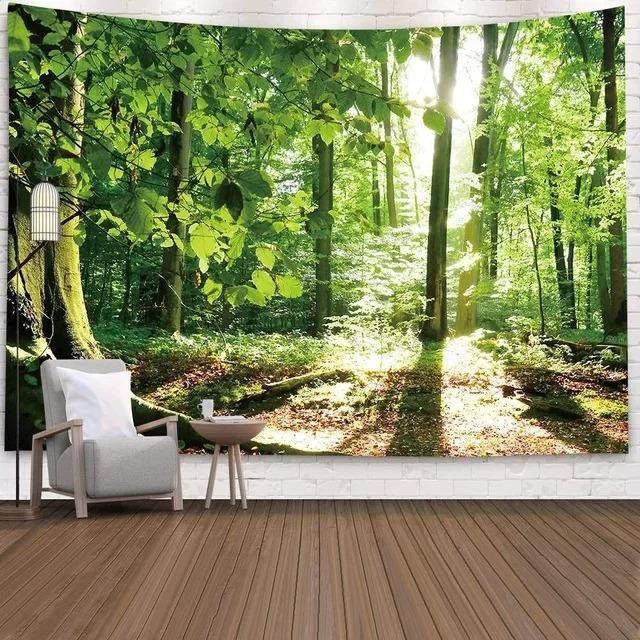 Wandteppich für Zuhause, Wanddekoration, Waldlandschaft, Landschaftsmuster, Hängetuch, Büro, Wohnzimmer