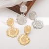 Exaggerated Gold Color Sunflowers Pendant Earrings for Women Simple Metal Floral Geometric Irregular Earrings Wear Zircon Gifts