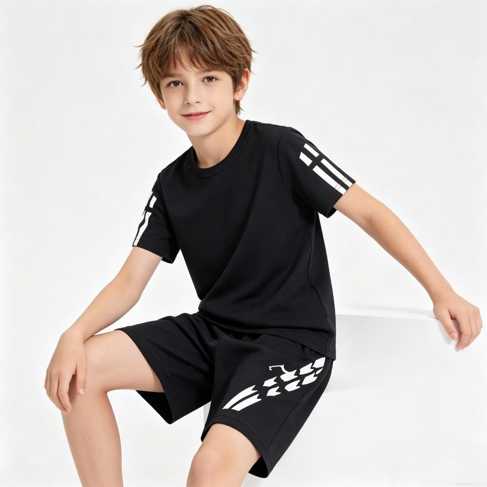 1 to 12 Years Boys Sport Suit Black Red Blue Child Boy Sportswear Football Basketball Clothes Sets T Shirt and Shorts Tracksuit