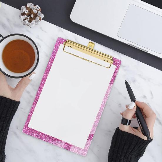 Clipboard Glitter Glossy Surface Smooth Writing Rounded Corners Strong Clamping Force Supporting High Toughness Bending-resistant Backing Plate Office