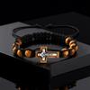 Bruine Houten Jezus Kruis Armbanden Handgemaakt Geweven Verstelbaar Touw Ketting Armband Rozenkrans Religieuze Sieraden Cadeau voor Mannen