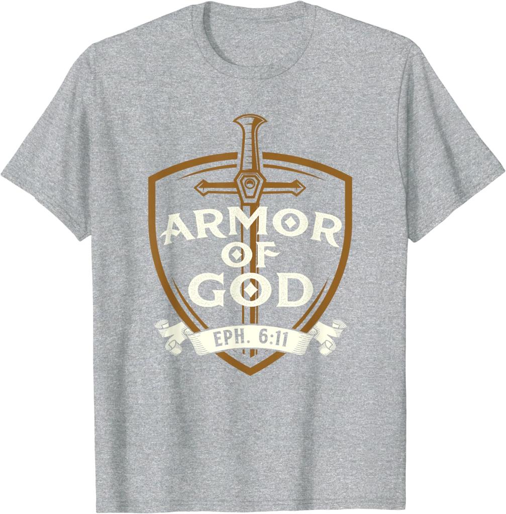 Armor of God Jesus Christ Believer Bible Christian Faith T-Shirt Vintage Classic Fashion Streetwear Men Clothing 100% Cotton