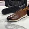 Fashion Men's Genuine Leather Casual Sneakers Lace-Up Comfortable Oxford Breathable Fashion Walking Shoes Outdoor Flat Footwear